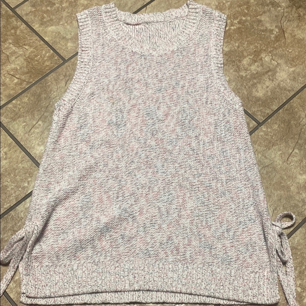 Women's Loft Sleeveless Knit Top - Pink and Gray Speckled Summer Fairycore